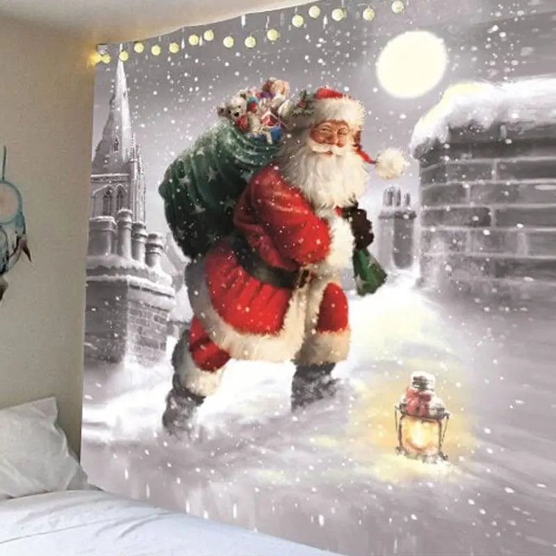 

New Xmas Tapestries Art Home Wall Santa Claus Hanging Tapestry Wall Ornamentation Christmas Wall Decor