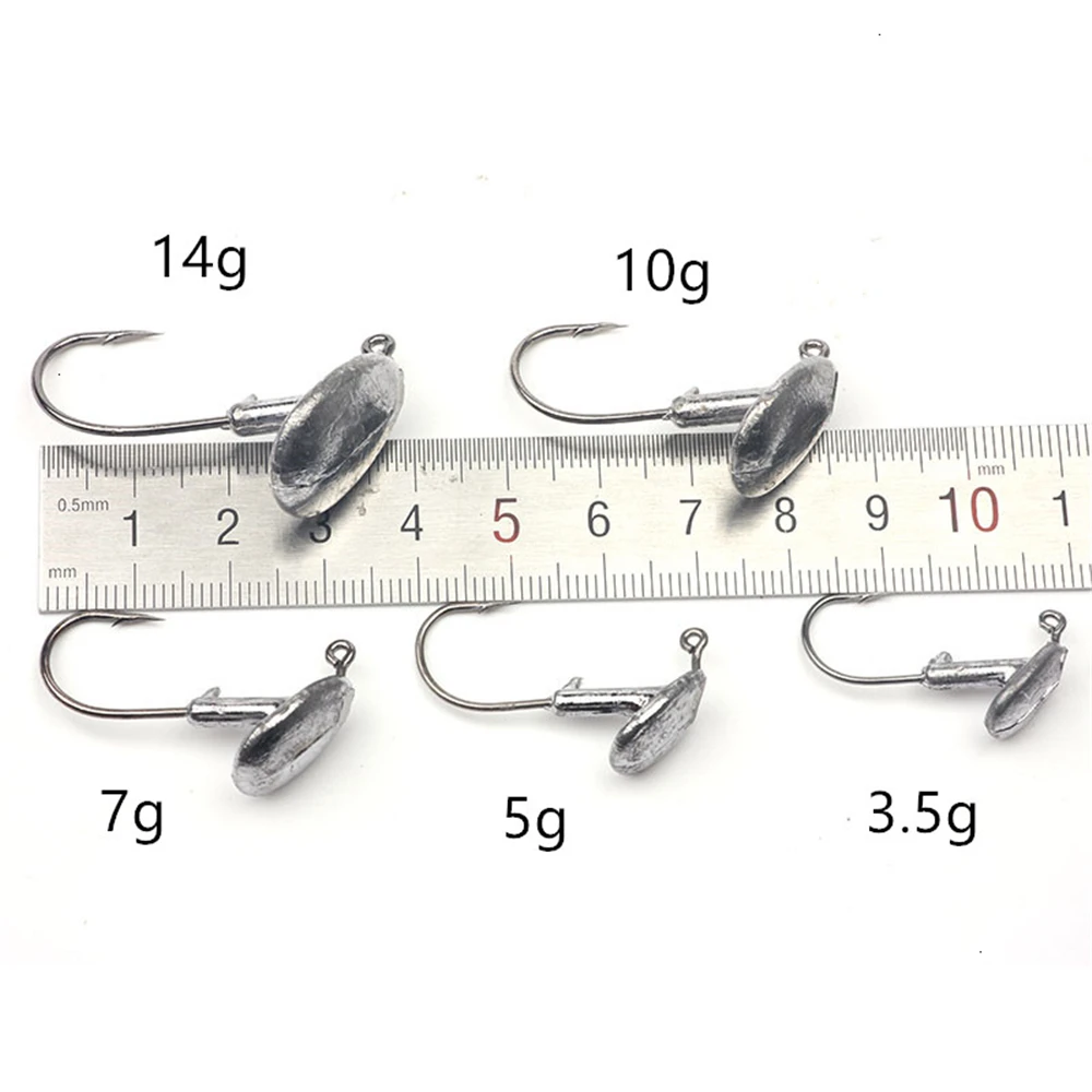

5PCS/Lot Blood Slot Lead Jig Head Tumbler Fishing Hook 3.5g 5g 7g 10g 14g Hooks for Soft Lure Carbon Steel Fishinghook