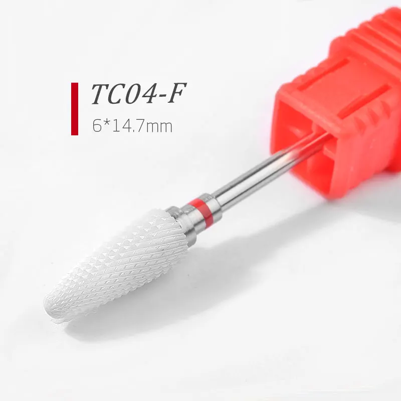 TC04-F 1 шт. керамические 3/3" сверла для дизайна ногтей 23 Типа Фрезы для маникюра, пилка для электрического устройства, аксессуары для станка, инструмент для снятия заусенцев - Цвет: TC04-F