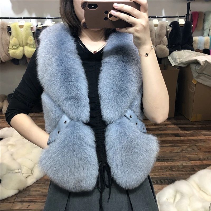 ZDFURS* Женский жилет из натурального меха лисы зимний женский жилет без рукавов натуральная меховая Шуба Женский жилет из натурального меха