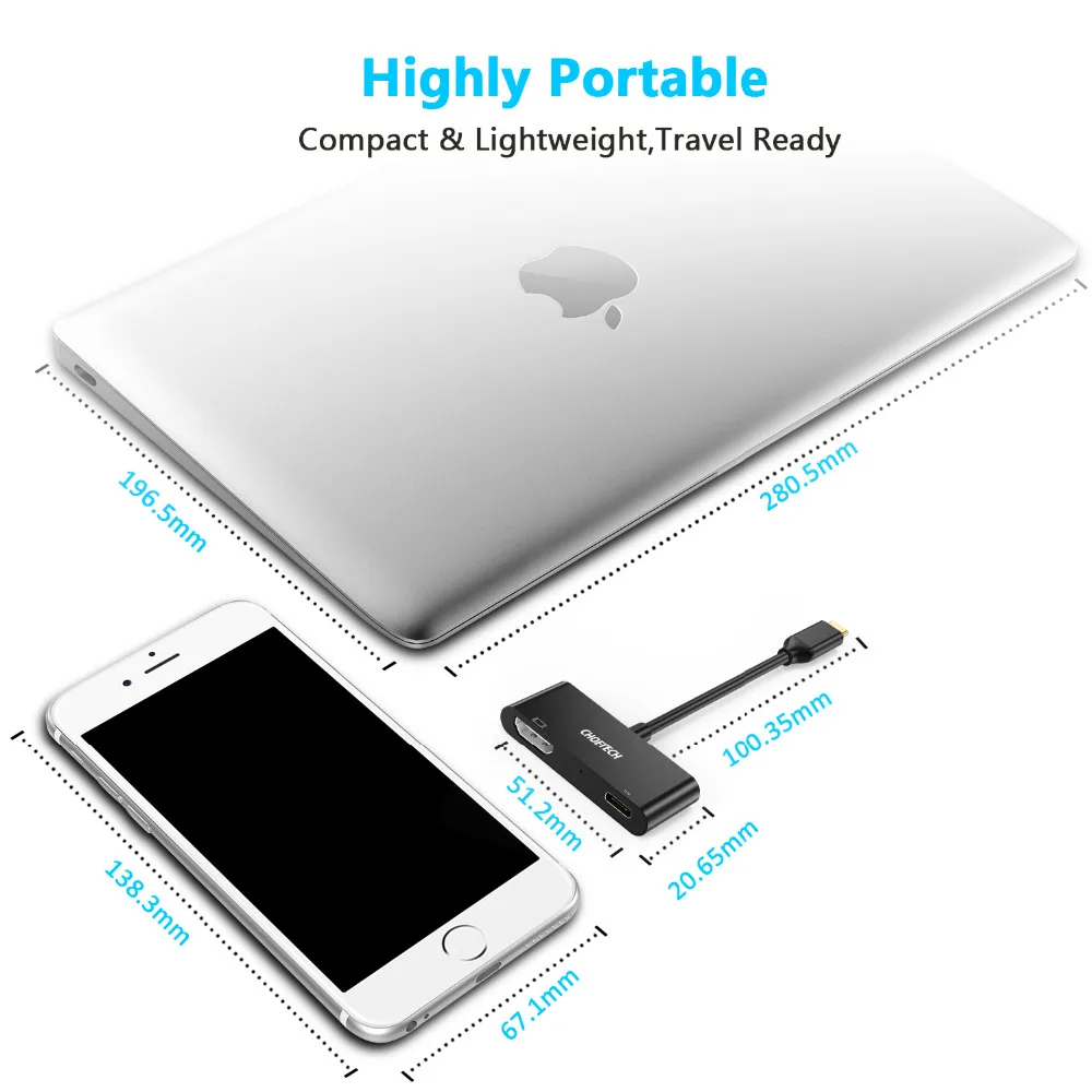 CHOETECH USB C к HDMI адаптер с type PD порт для зарядки Sup s 4 k @ 60Hz samsung Galaxy S9 Plus 2017/2016 MacBook Pro| |