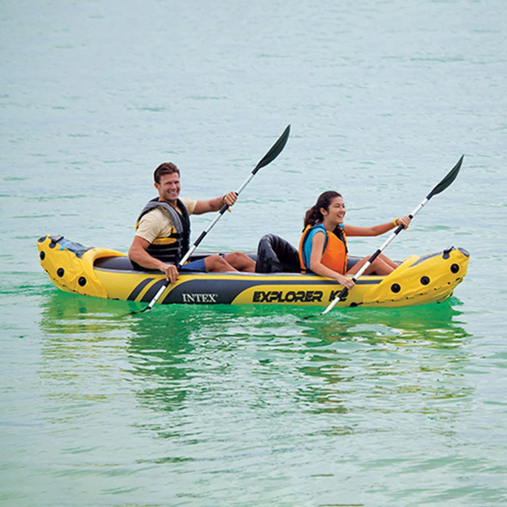 Надувная рыбацкая лодка на 2 человека спортивный каяк каноэ надувная из ПВХ плот