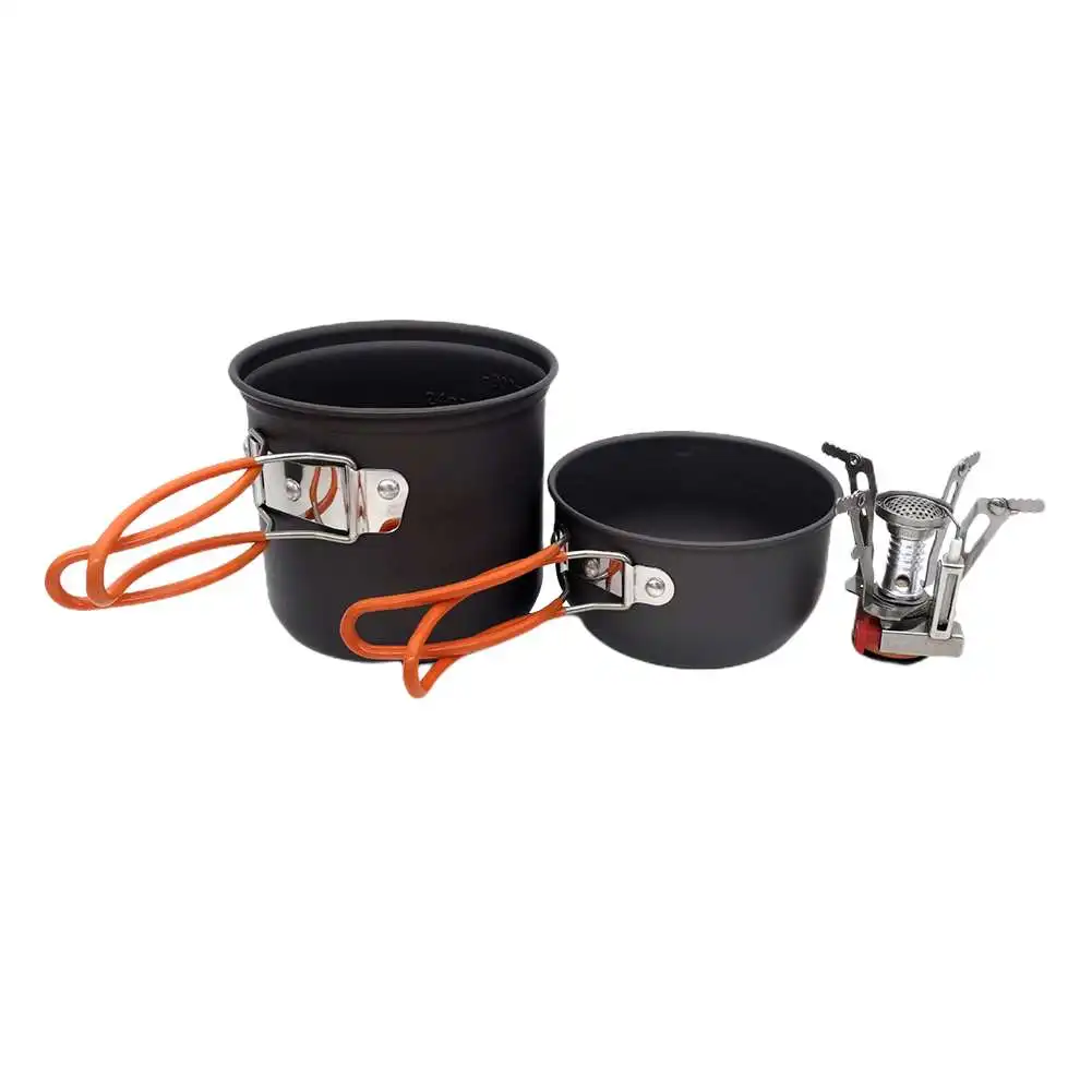 

Outdoor Camping Cookware Set Portale Tableware Cooking Travel Utensils Pot Pan Hiking Picnic Tools