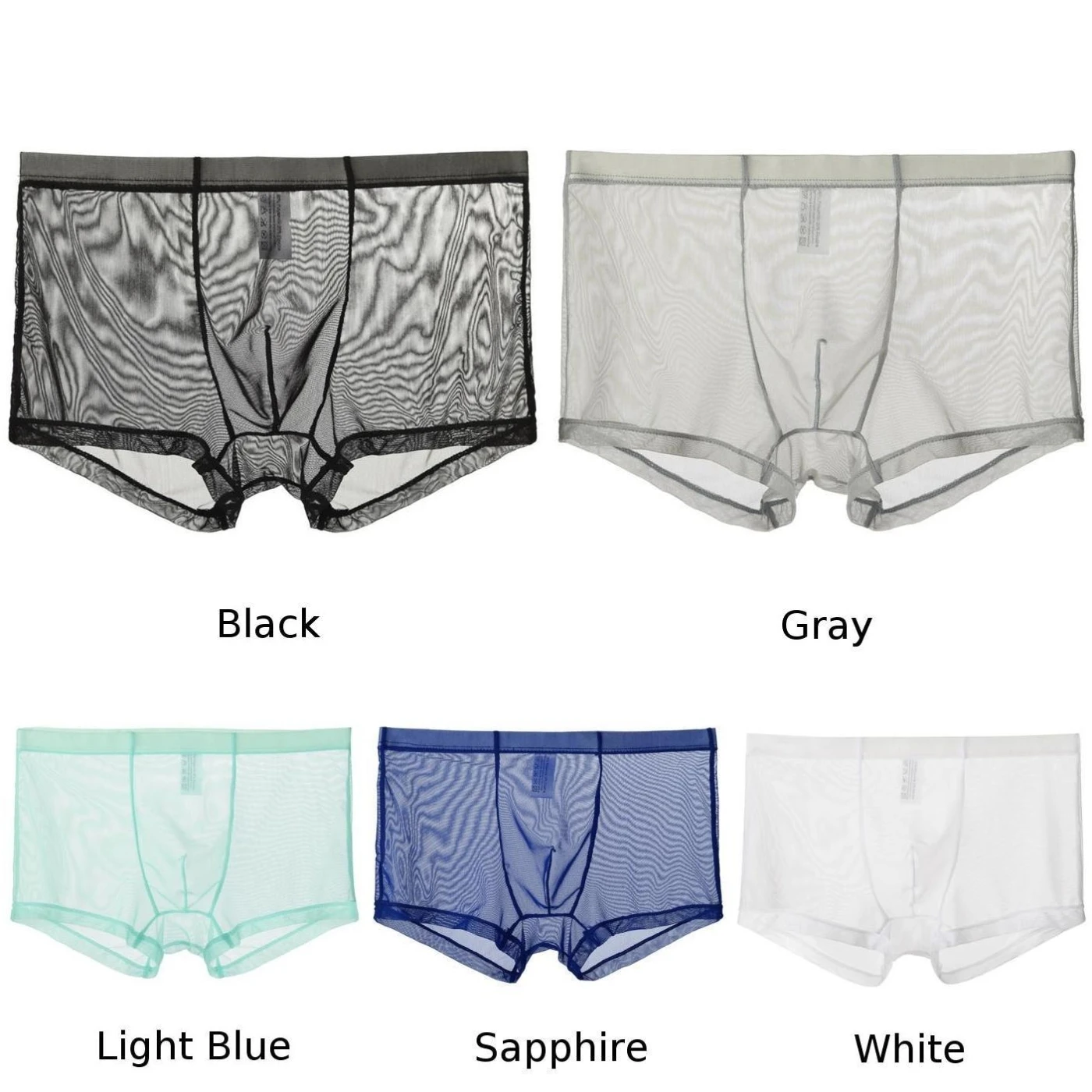 

Men's Boxers Sexy Mesh Boxer Thin Transparent Underwear Shorts See Through Solid Color New Trunks Underpants Male Tulle Netting
