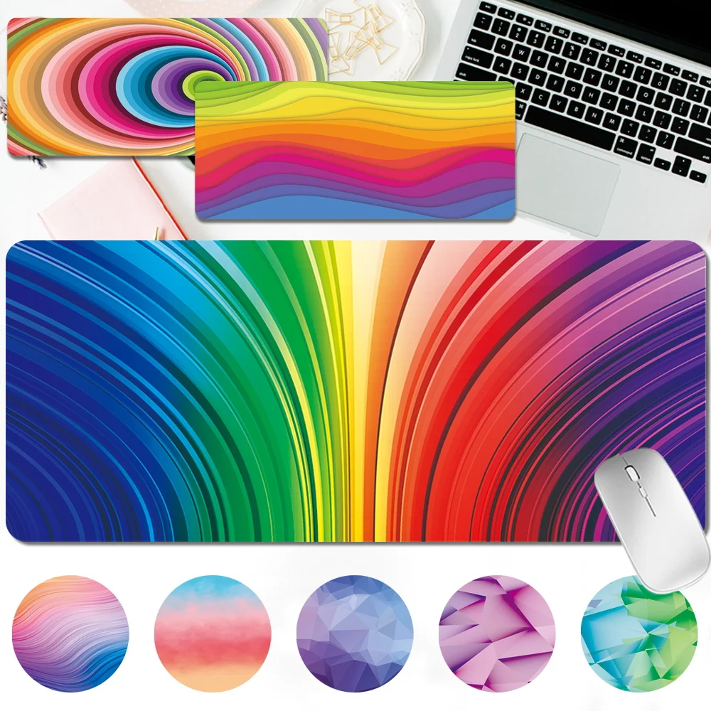 

No-slip Computer Gamer Mousepad Portable Home Office Game Mouse Pad Watercolor Pattern PU Leather Big Mouse Pad for PC Laptop