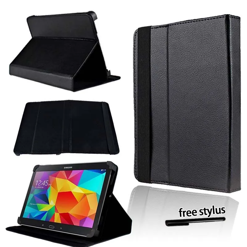 Black KK&LL для samsung Galaxy Tab 4 10,1 SM-T535 SM-T533 SM-T536-Кожаная подставка для планшета Чехол-книжка чехол+ Бесплатный стилус - Цвет: Black