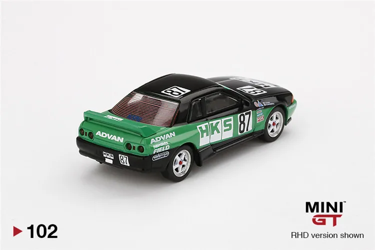 MiniGT 1:64 Nissan GT R R32 гр. A #87 HKS 1992 Группа RHD гоночный литая модель автомобиля|Наземный