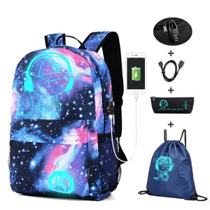 Светящийся школьный портфель с защитой от кражи, водонепроницаемый рюкзак для мальчиков и девочек, многофункциональная сумка для книг с USB-портом для зарядки