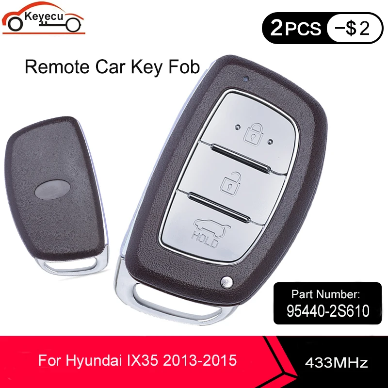 Умная деталь KEYECU с 3 кнопками 433 МГц ID46 чип PCF7953 для Hyundai IX35 2013 2014 2015 номер детали: 95440