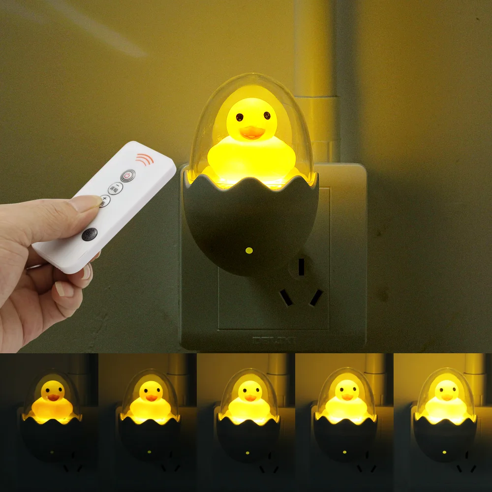 

Timing LED Night Light 110V 220V Yellow Duck EU Plug Socket Wall Lamp With Remote for Children's Cartoon Creative Gift