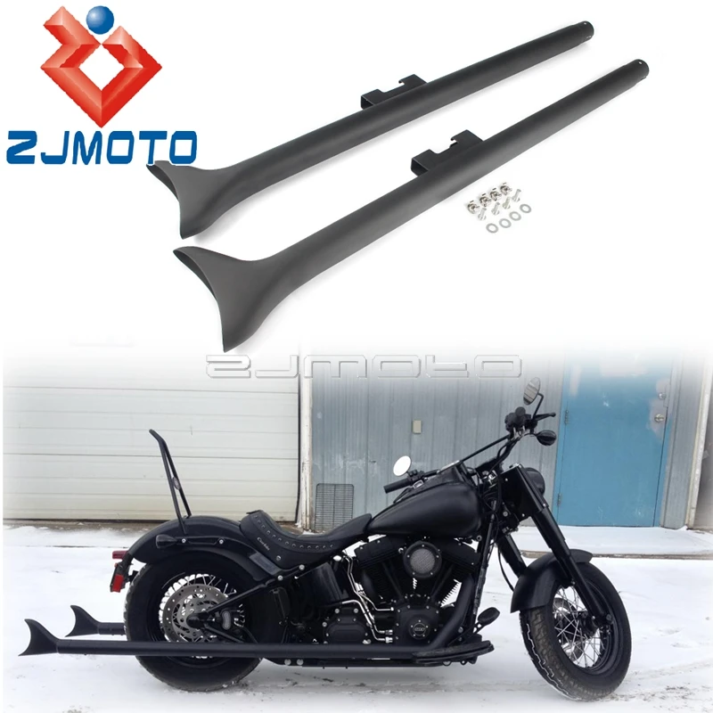 

Sharktail Series Black Slip-On Muffler Dual Black Steel 39'' Length Exhaust Pipe Silencer For Harley Touring Custom 1995-2016