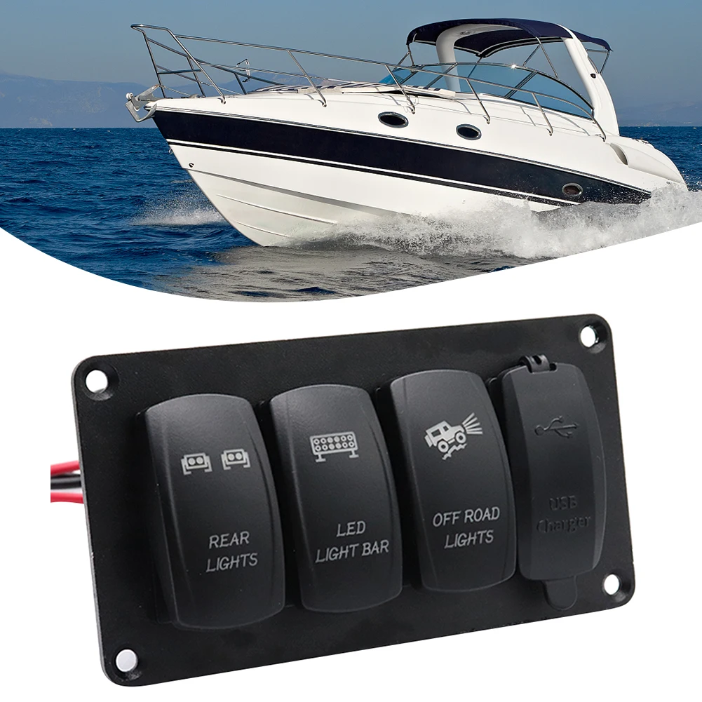 

New Switch Wiring Harness Pre-Wired Waterproof Blue LED 3 Gang Rocker Switch Panel with 3.4A Dual USB Car Charger