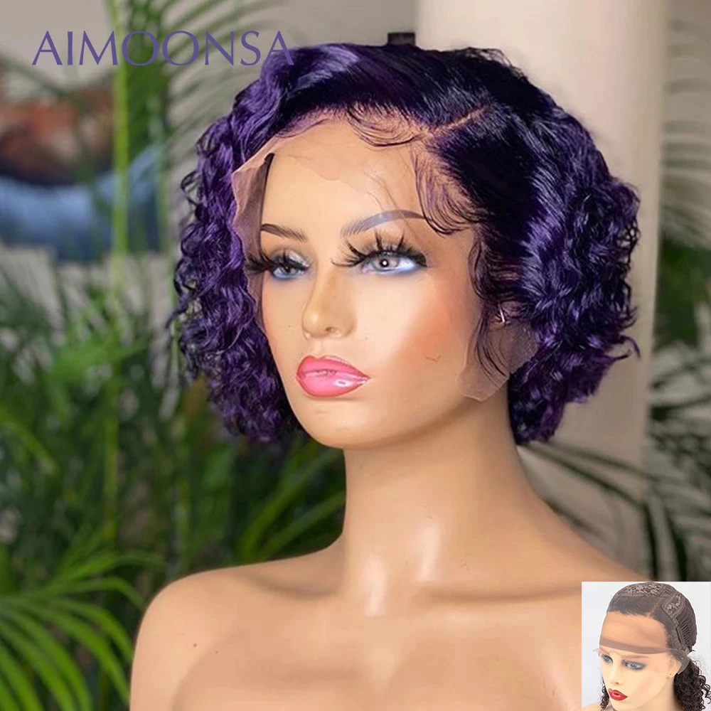 Парик Фея фиолетового короткого кустарника парик из человеческих волос парики с