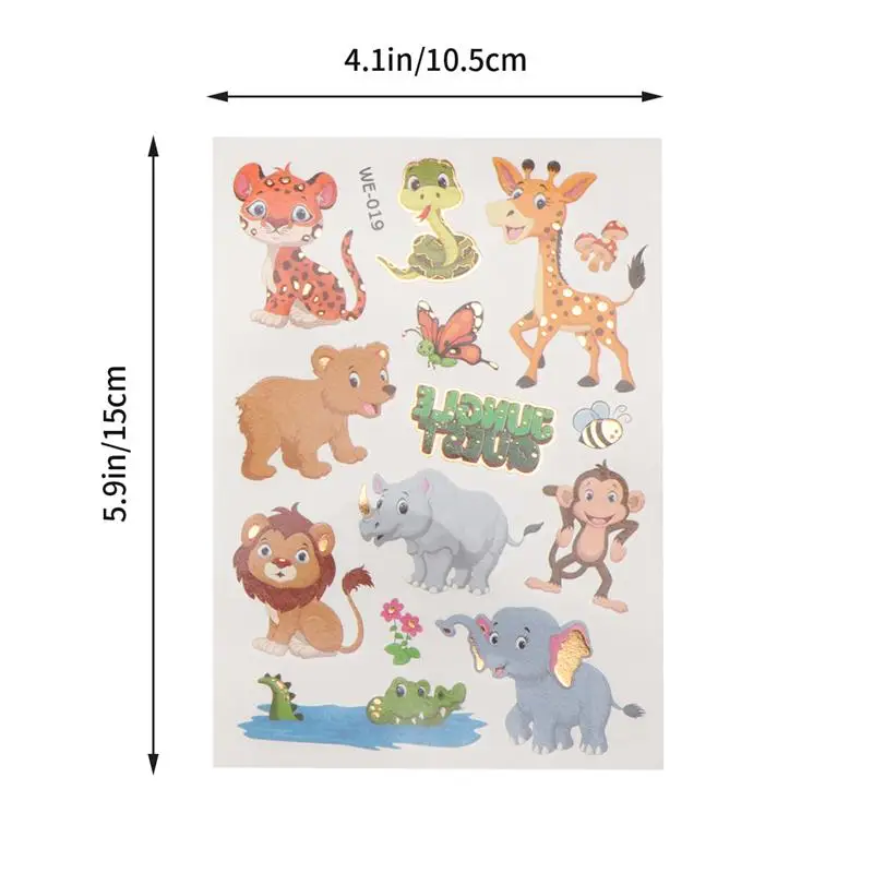 5 шт мультфильм животных татуировки Стикеры переводятся с помощью воды Бумага