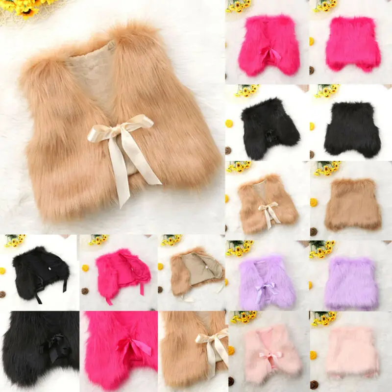 Жилет из искусственного меха для маленьких девочек жилет детское теплое зимнее