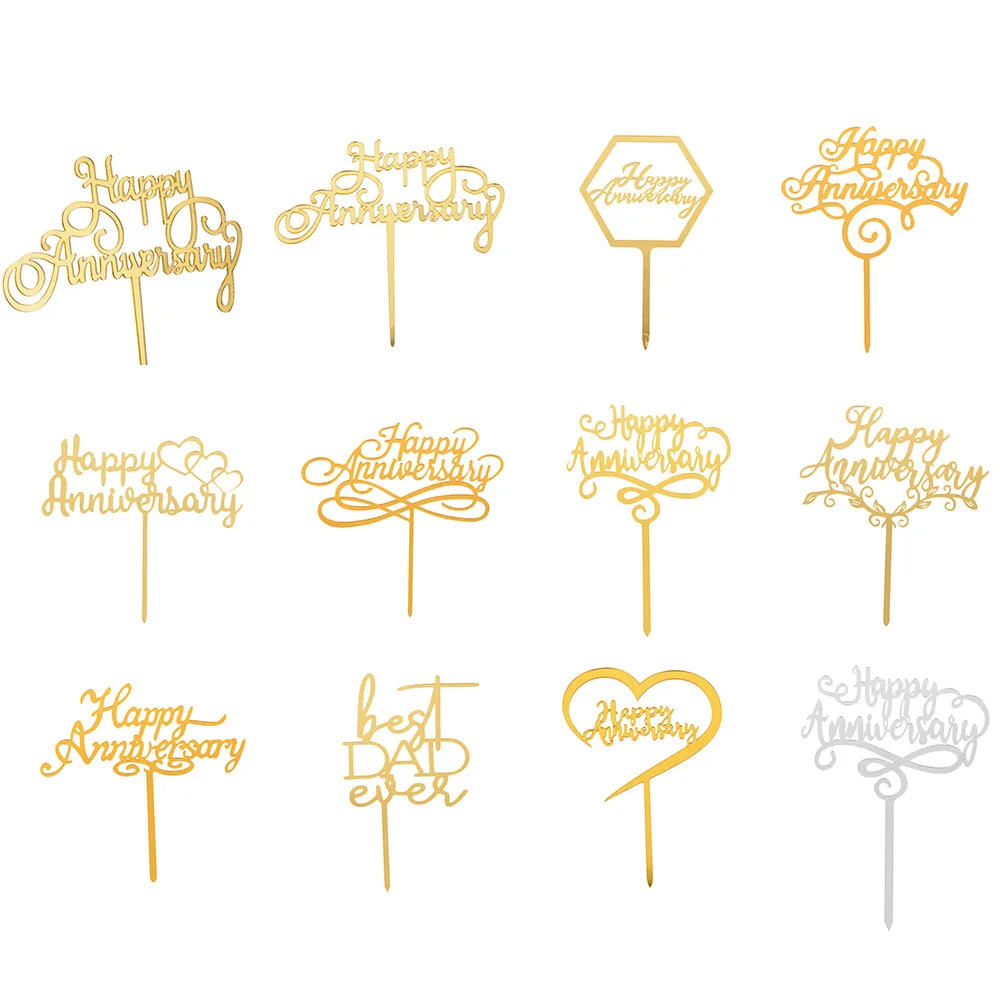 

Acrylic Happy Birthday Cake Topper Golden Bling Sparkle Decoration Girl`s Birthday Father's Day Cake Decorative Baking Supplies