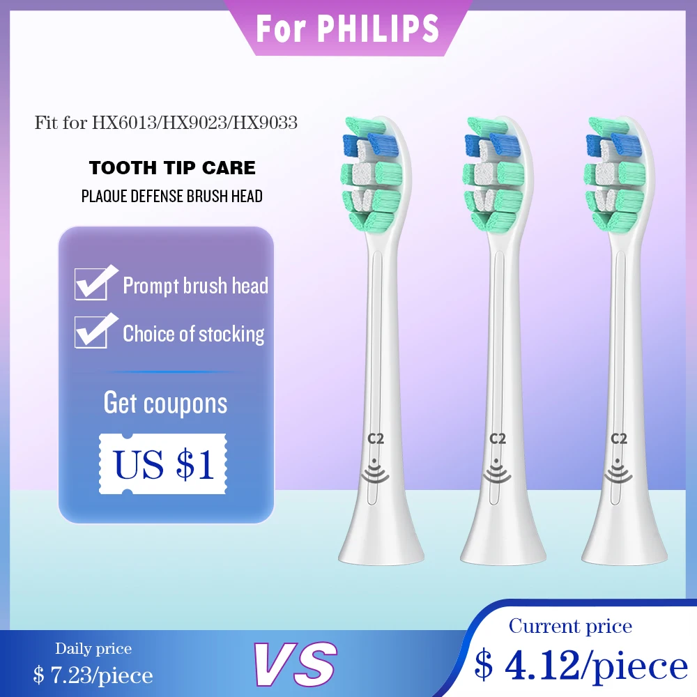 

Сменные головки HX9023, совместимые с Phillips электрическая зубная щетка Sonicare, DiamondClean, HealthyWhite, HX6013/HX9033