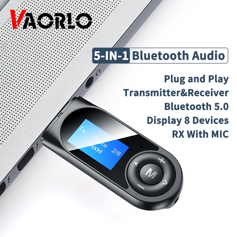 Аудиоресивер VAORLO с ЖК дисплеем Bluetooth 5 0 ресивер микрофоном для ТВ ПК автомобиля