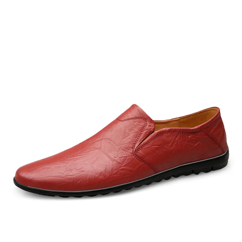 Лоферы мужские из натуральной кожи мягкие дышащие без застежки Мокасины