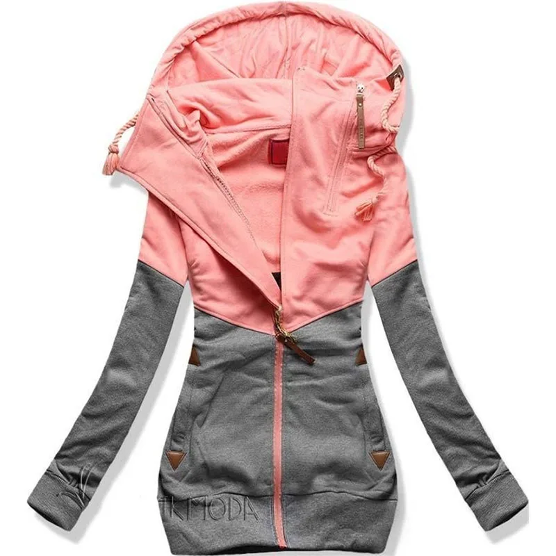 Толстовки женские на молнии Лоскутные корейские Kawaii толстовки с капюшоном