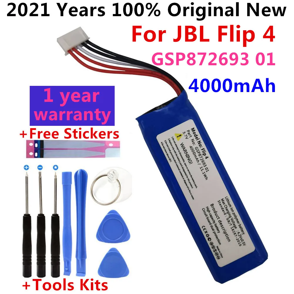 

New 3.7V 4000mAh Battery GSP872693 01 Rechargeable Battery Pack for JBL Speaker Flip 4, Flip 4 Special Edition battery