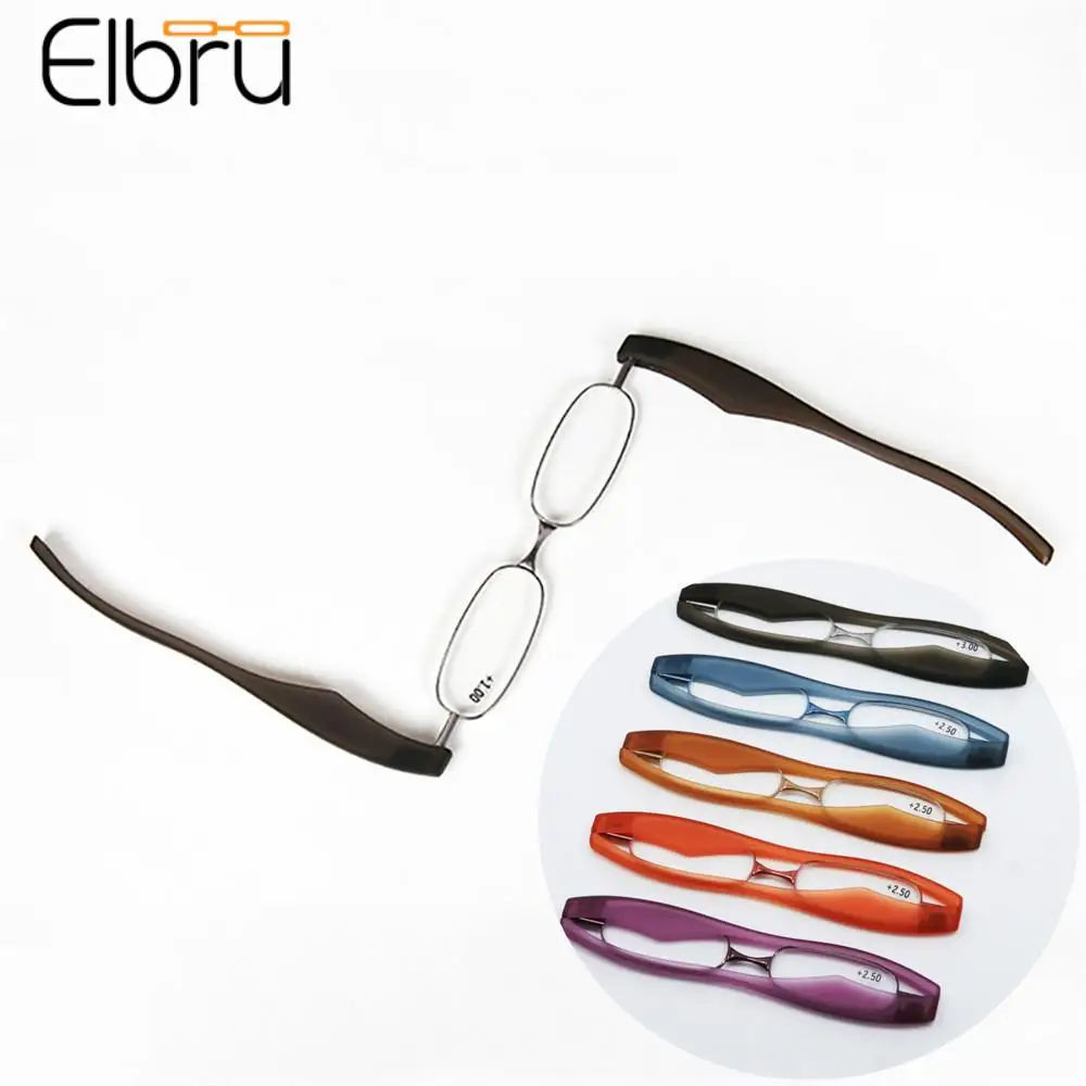 Elbru Hot Fashion MINI Design Reading Glasses Men Women Folding Small Presbyopia Eyewear Frame Metal Portable Read Eyeglasses