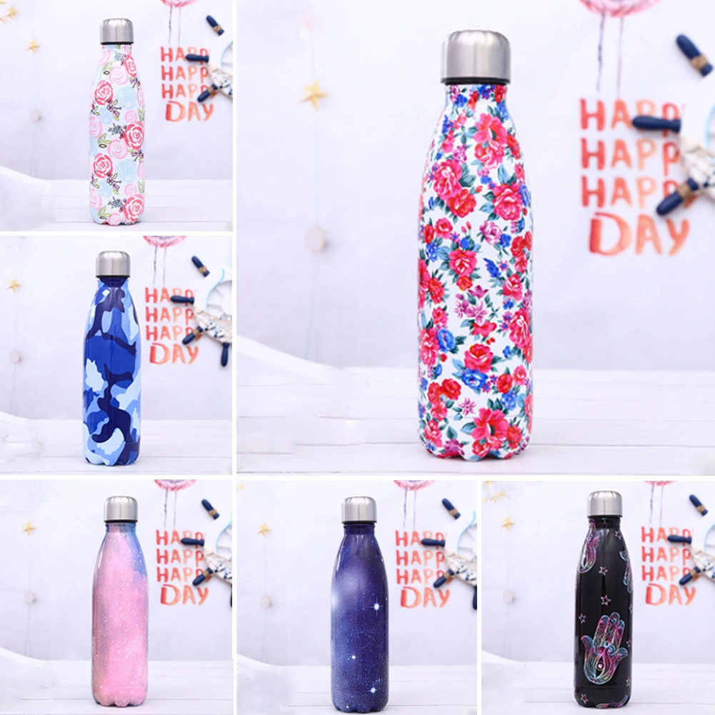 500ML Fashion creative pattern Thermos cupTravel Mug Tea Coffee Water Vacuum Cup Thermos Bottle Stainless Steel