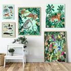 Тигр Панда Леопард попугай джунгли скандинавские плакаты и принты настенная живопись на холсте настенные картины для гостиной домашний декор