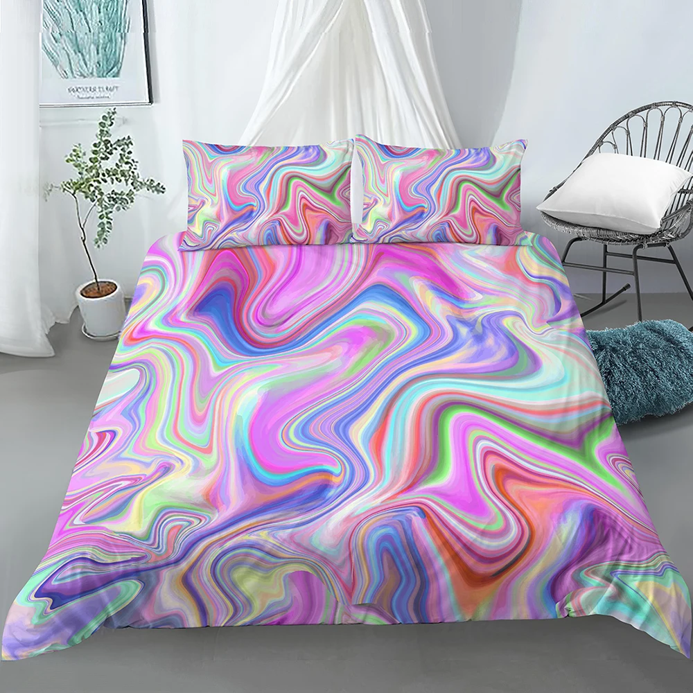 Комплект постельного белья Mystic 2/3 шт. красочная мраморная кровать детский