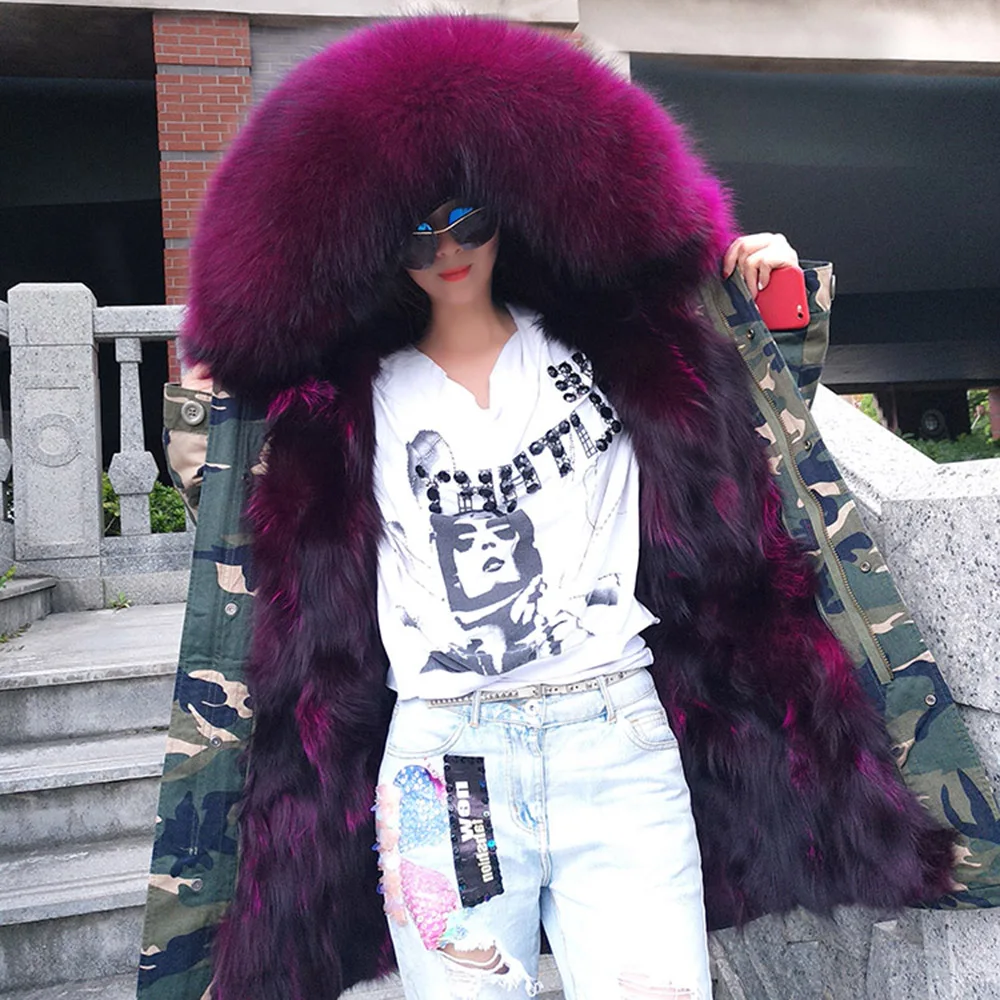 

Женская куртка с капюшоном из натурального Лисьего меха