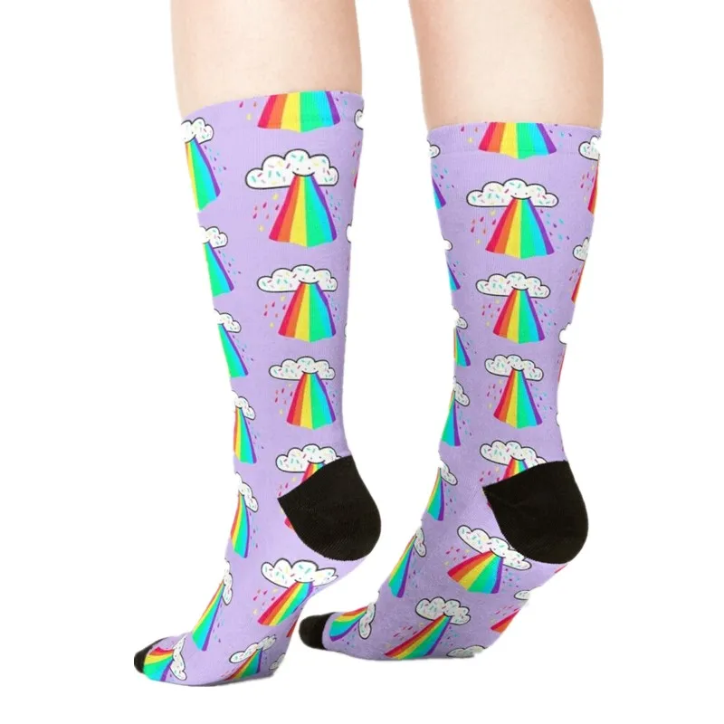 

Women's socks kawaii personality reboot BLUE Printed Socks Women harajuku Happy Funny Novelty cute girl gift Socks for women