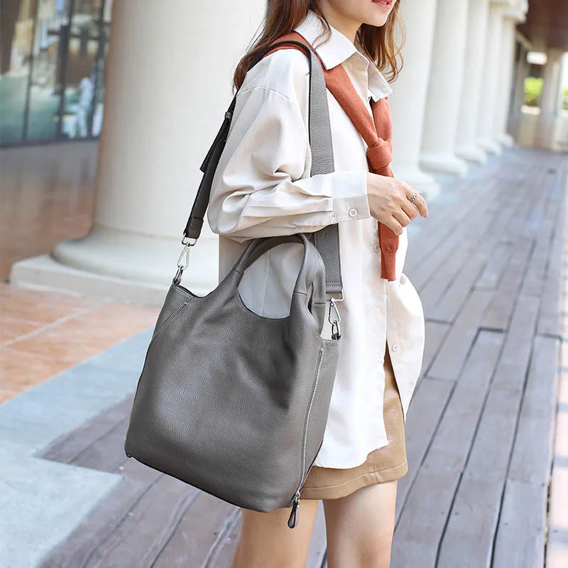 

New First Layer Cowhide Women Bag Women's Leather Handbag Simple Fashion Middle-Aged Mom Bag Messenger Bag