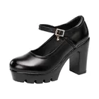 Женские туфли на высоком квадратном каблуке, туфли-лодочки с массивной платформой, Туфли Мэри Джейн для офиса и танцев, маленькие размеры 32-43, весна 2022