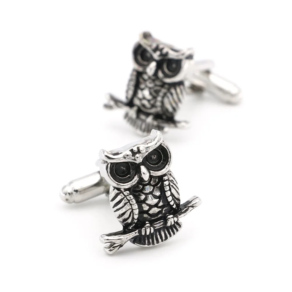 vintage owl Запонки лошадь дизайн животных серия медведь слон Пингвин кенгуру Орел мужские запонки оптом и в розницу - Окраска металла: vintage owl