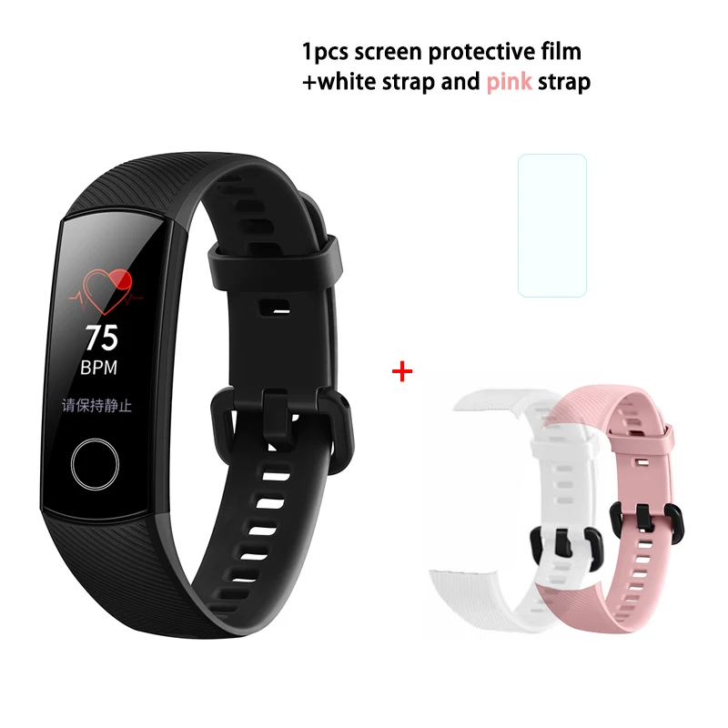 add white pink strap Фитнес-трекер HUAWEI Honor Band 4 6-осевым инерционным монитор сердечного ритма полный сенсорный экран AMOLED Цвет Экран смарт-браслет - Цвет: add white pink strap