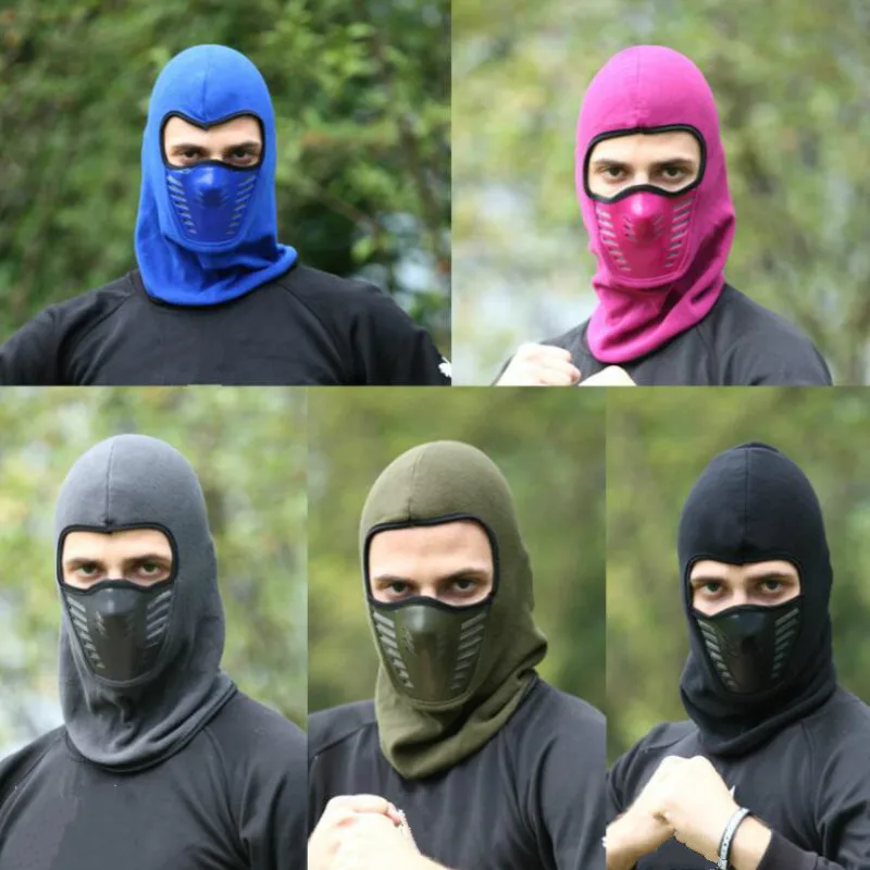 Зимняя теплая мотоциклетная маска для лица шейный шарф фильтры из активного угля