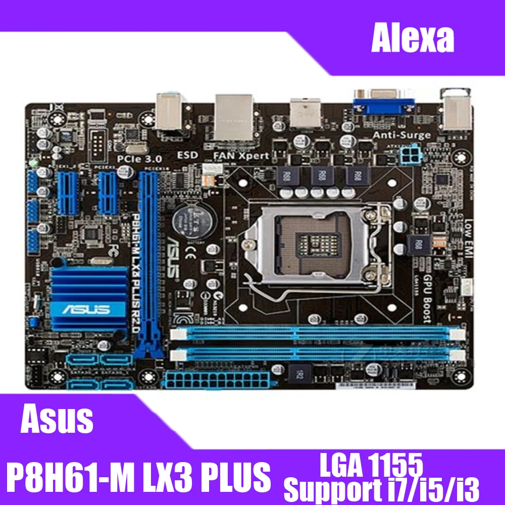 Asus P8H61-M LX3 PLUS R2.0 настольная материнская плата H61 розетка LGA 1155 i3 i5 i7 DDR3 16G uATX UEFI BIOS