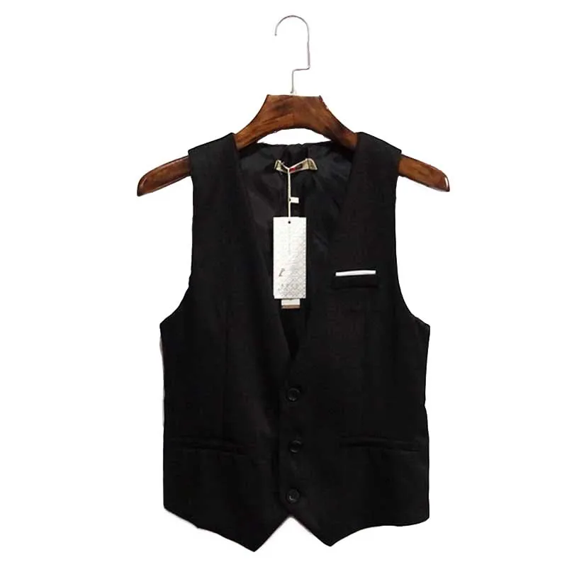 

Fashion Men's Slim Suit Vest Business Dress Solid Color Slimming Vest Korean Waistcoat Wedding Vest Man Clothing