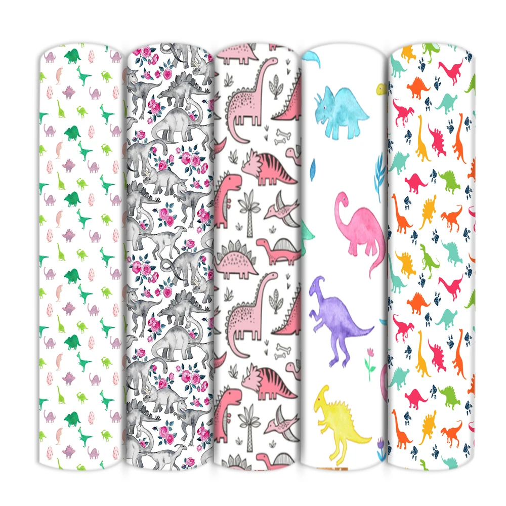 В мозаичном стиле с рисунками динозавров из хлопково полиэстеровой ткани