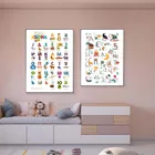 Роспись на холсте с русским болгарским алфавитом, настенные художественные плакаты, принты для детской комнаты, буквы с животными, Образовательное украшение для детской комнаты