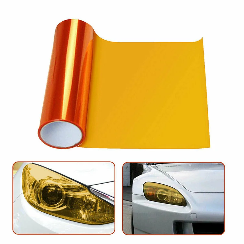 Universal Amber Orange Headlight Taillight Fog Light PVC Tint Overlay Vinyl Film Decal Accessories for Auto Car Products