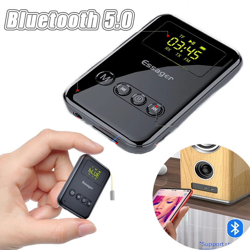 

Wireless Adapter Aux Audio Bluetooth 5.0 3.5mm Jack Transmitter Receiver Headset Car Digital Display Adapter Suitable For PC TV
