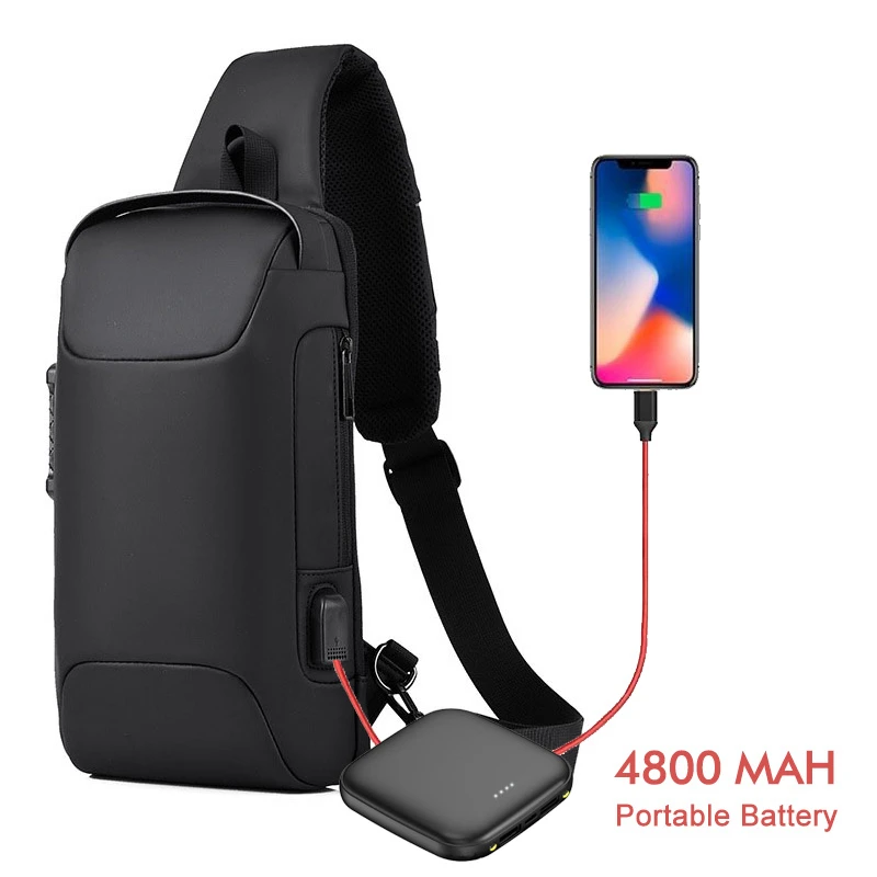 

Anti Theft Men Chest Pack USB Charging Short Trip Messengers Chest Bag Waterproof Shoulder Bag Male Crossbody Bags TSA Code Lock