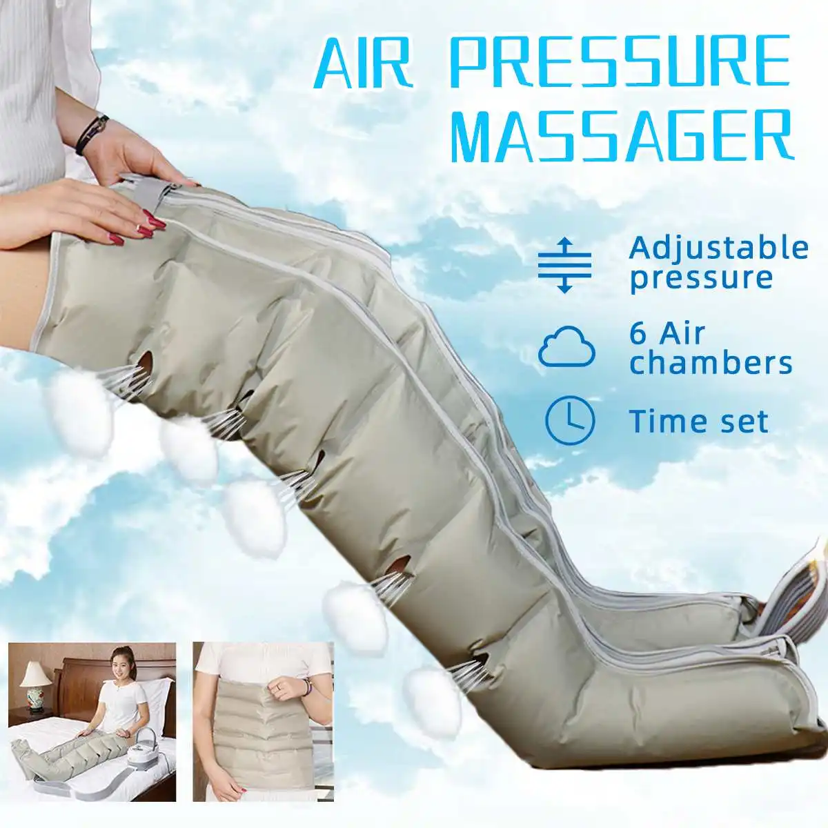 

Массажер ANEMORE компрессионный для ног с 6 пневматическими камерами, дышащая вибрация, инфракрасная терапия, для ног, поясницы, для расслаблен...