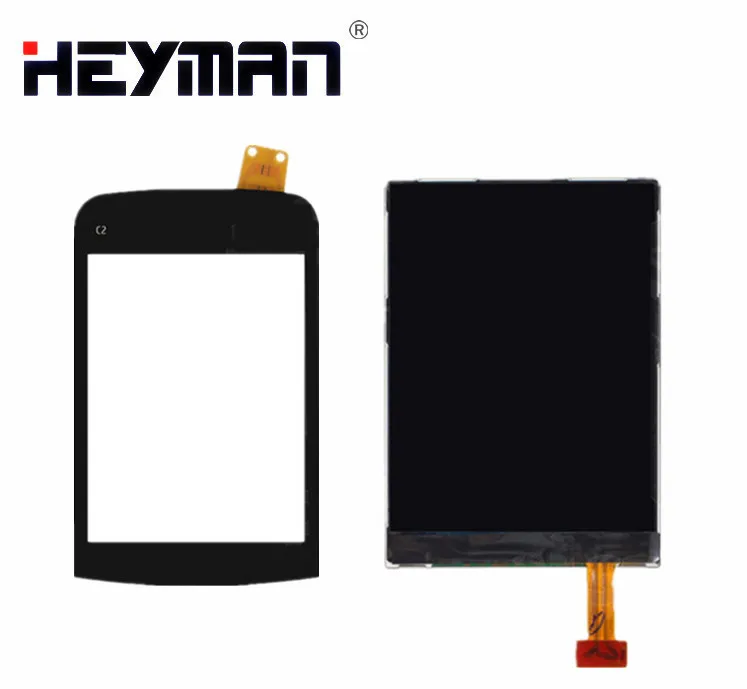 ЖК-дисплей с сенсорным экраном для Nokia C2-02, C2-03, C2-06, C2-07, C2-08 ЖК-экран дигитайзер стеклянная панель передняя стеклянная линза - Цвет: LCD with black Touch