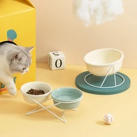 ceramic cat bowl cat food bowl dog bowl drinking bowl food bowl protection cervical pet products ceramic double cat bowl