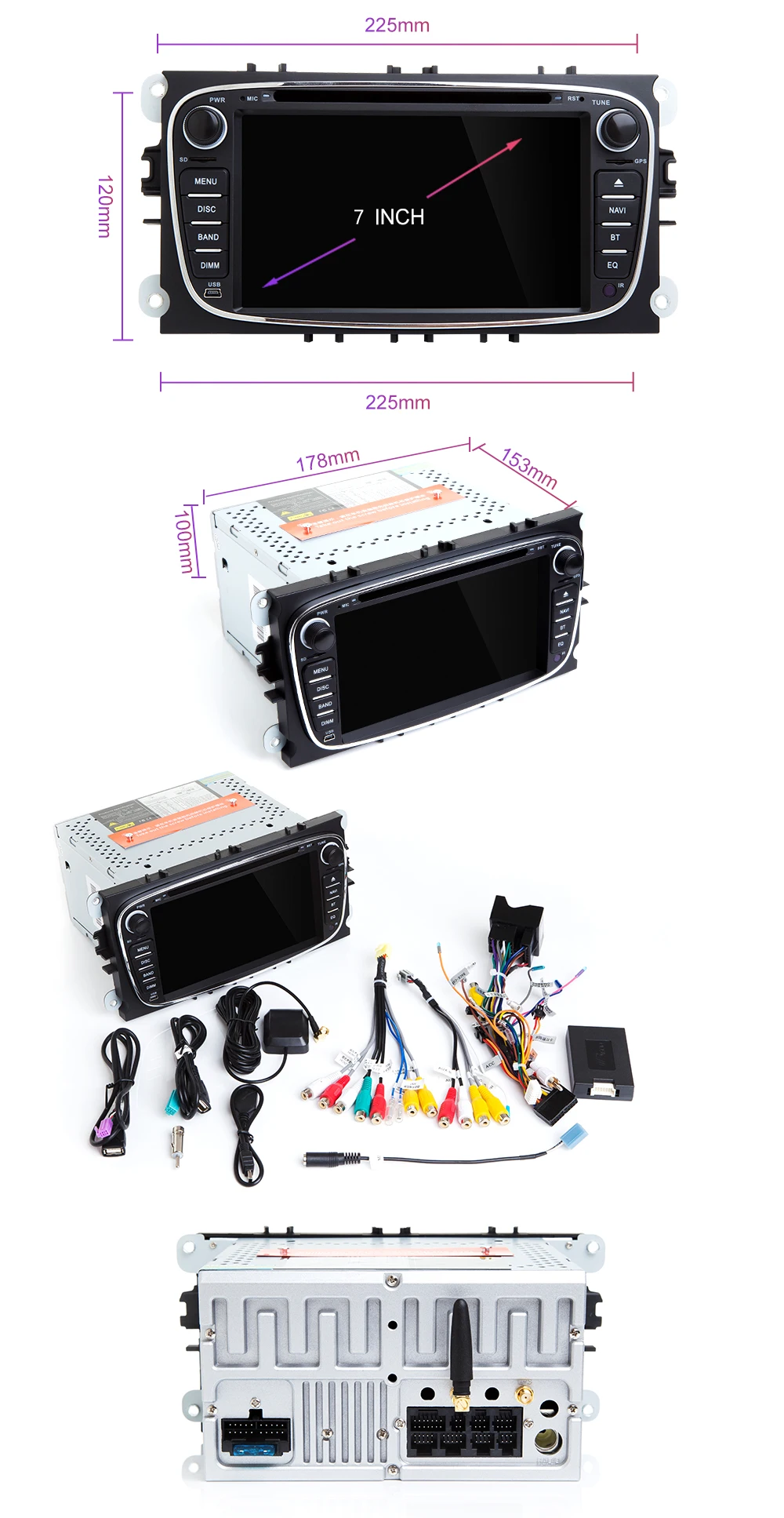 2 din Android 9 автомобильный радиоприемник мультимедиа для Ford Focus 2 3 mk2 Mondeo 4 Kuga Fiesta Transit подключение S-C MAXGPS навигационный блок