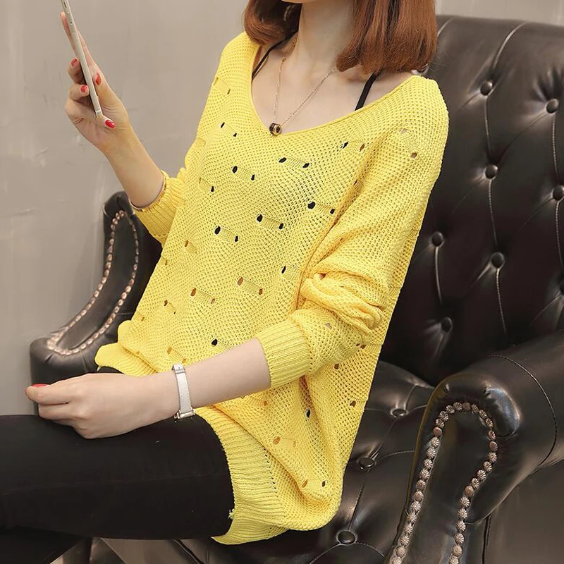 Женский свитер на осень и зиму длинный рукав круглый вырез пуловер высокая