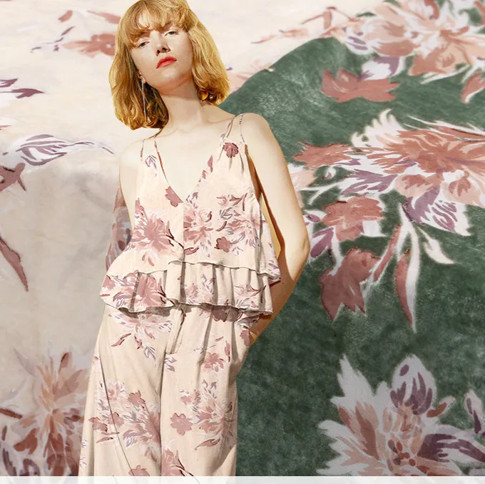 114 см широкая выгорающая шелковая ткань ажурный Чонсам для платья бархатная