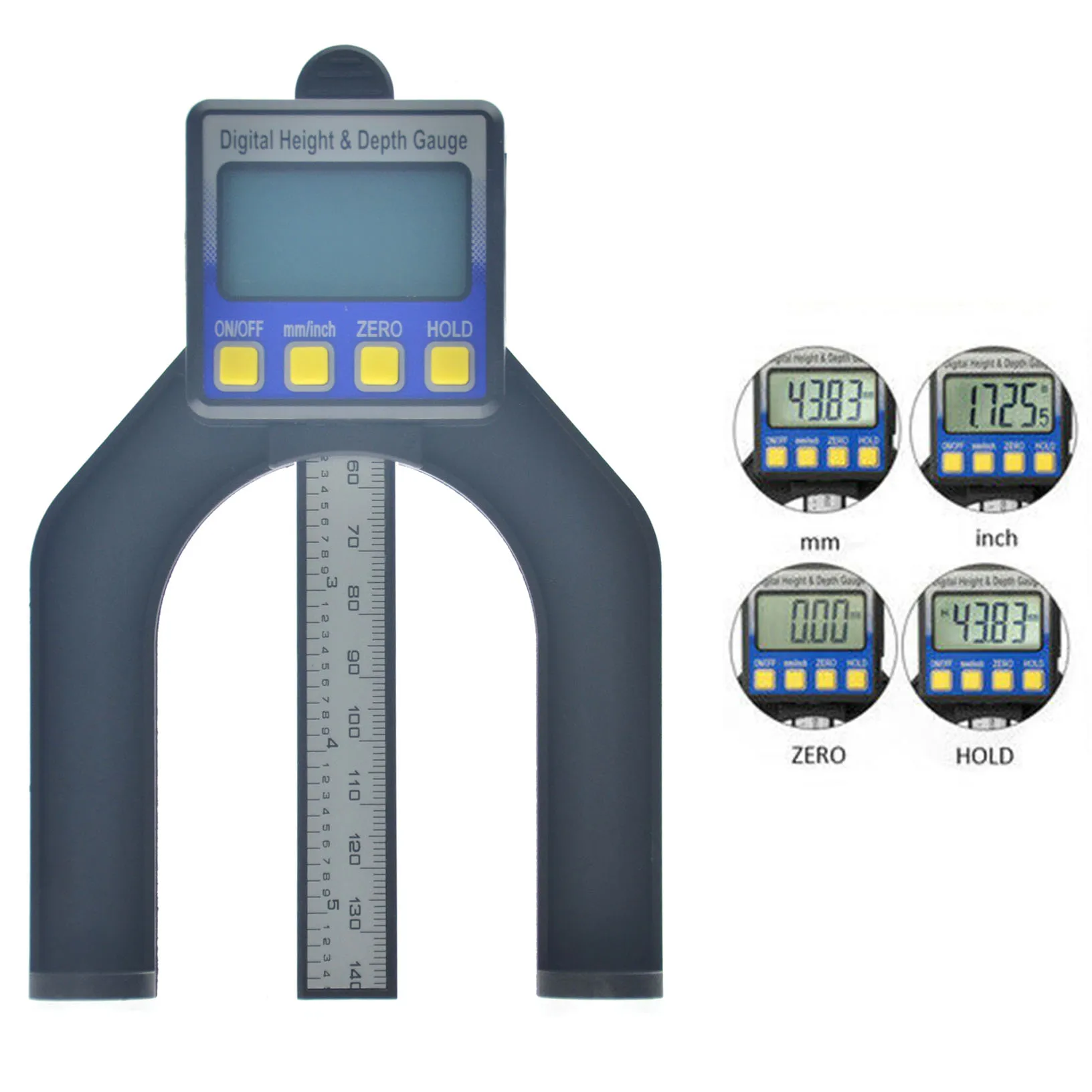 

Digital Depth Caliper height gauge Digital Tread Depth Gauge LCD Magnetic Self Standing Aperture 0-80mm